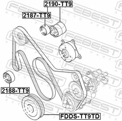 FEBEST Belt Tensioner, V-ribbed belt (2190-TT9)