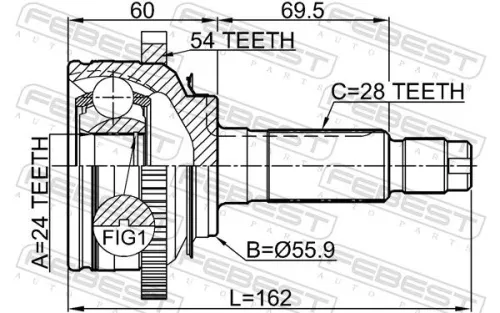 FEBEST Joint Kit, drive shaft (2210-CARNFLA54)