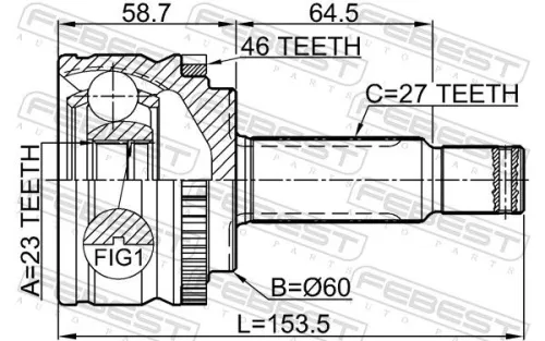 FEBEST Joint Kit, drive shaft (2210-CD20A46)