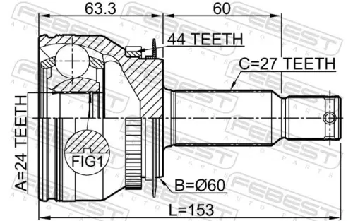 FEBEST Joint Kit, drive shaft (2210-CER15A44)