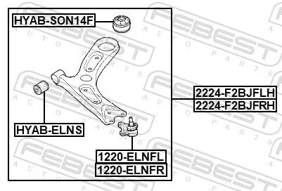 FEBEST Control/Trailing Arm, wheel suspension (2224-F2BJFRH)