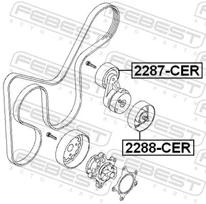 FEBEST Tensioner Pulley, V-ribbed belt (2287-CER)
