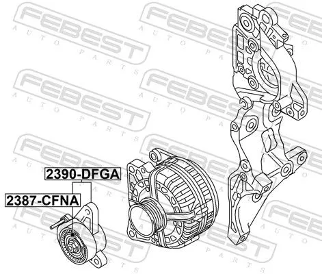 FEBEST Belt Tensioner, V-ribbed belt (2390-DFGA)