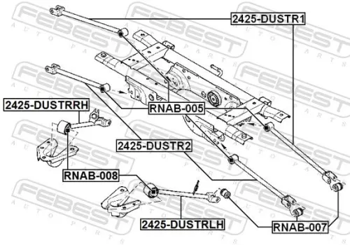 FEBEST Control/Trailing Arm, wheel suspension (2425-DUSTRLH)