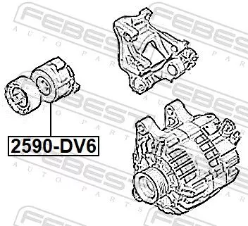 FEBEST Belt Tensioner, V-ribbed belt (2590-DV6)