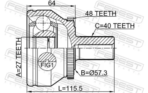 FEBEST Joint Kit, drive shaft (2710-XC90WDA48)