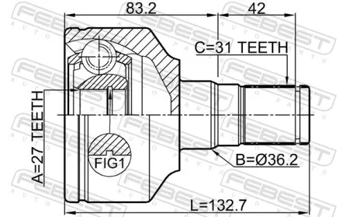 FEBEST Joint Kit, drive shaft (2711-XC70LH)