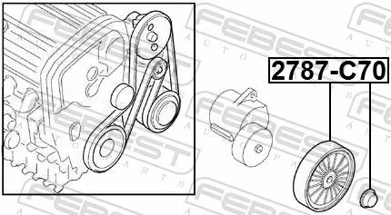 FEBEST Tensioner Pulley, V-ribbed belt (2787-C70)