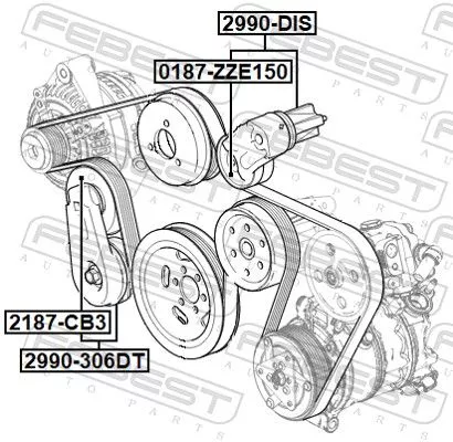 FEBEST Belt Tensioner, V-ribbed belt (2990-306DT)