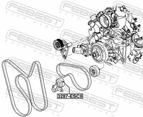 FEBEST Tensioner Pulley, V-ribbed belt (3287-ESCII)