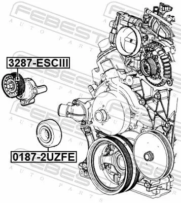 FEBEST Tensioner Pulley, V-ribbed belt (3287-ESCIII)