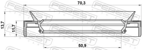 FEBEST Shaft Seal, propshaft centre bearing (95MES-52701214R)