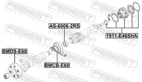 FEBEST Bearing, propshaft centre bearing (BMCB-E60)