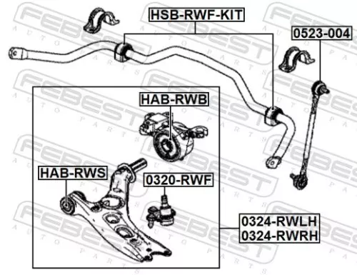 FEBEST Mounting, control/trailing arm (HAB-RWB)