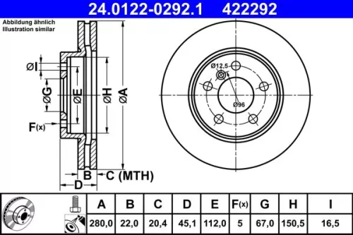 ATE Brake Disc (24.0122-0292.1)