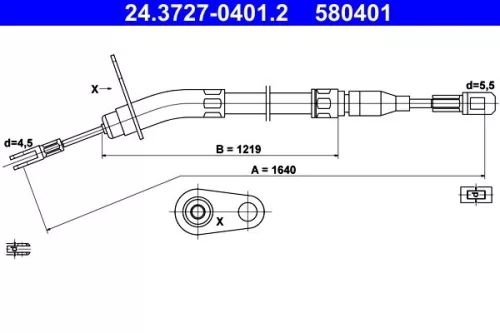 ATE Cable Pull, parking brake (24.3727-0401.2)