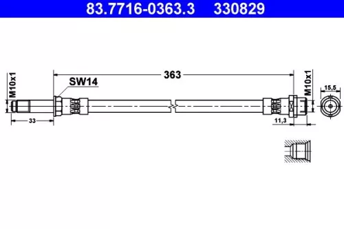 ATE Brake Hose (83.7716-0363.3)