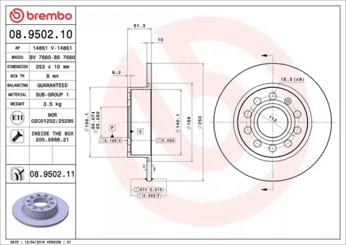 BREMBO Brake Disc (08.9502.11)