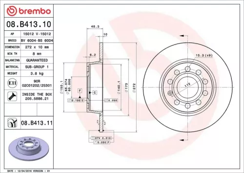 BREMBO Brake Disc (08.B413.11)
