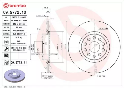BREMBO Brake Disc (09.9772.10)