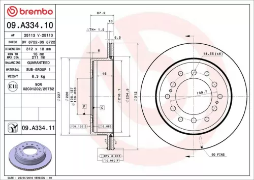 BREMBO Brake Disc (09.A334.11)