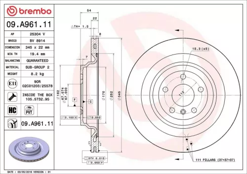 BREMBO Brake Disc (09.A961.11)