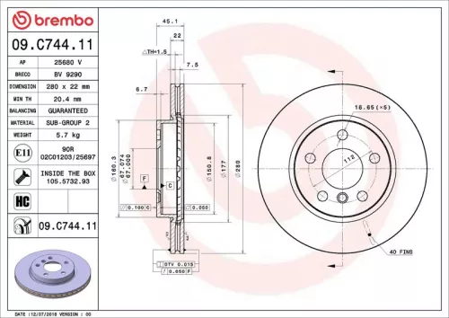 BREMBO Brake Disc (09.C744.11)