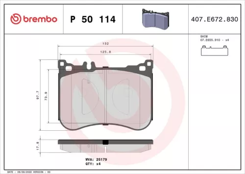 BREMBO Brake Pad Set, disc brake (P 50 114)