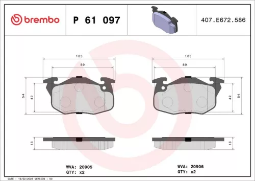 BREMBO Brake Pad Set, disc brake (P 61 097)