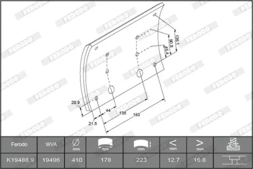 FERODO Brake Lining Kit, drum brake (K19488.0-F3660)