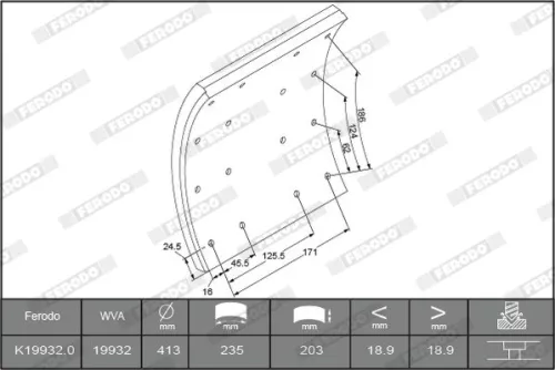 FERODO Brake Lining Kit, drum brake (K19932.0-F3660)