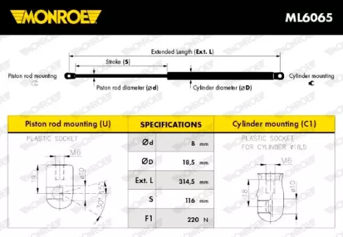 MONROE Gas Spring, boot/cargo area (ML6065)