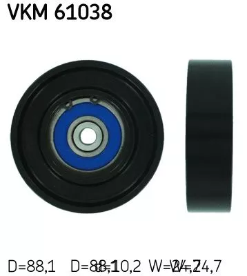 SKF Deflection/Guide Pulley, V-ribbed belt (VKM61038)