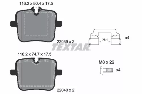 TEXTAR Brake Pad Set, disc brake (2203901)