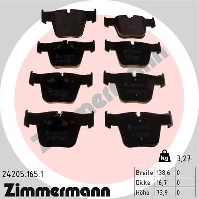 ZIMMERMANN Brake Pad Set, disc brake (24205.165.1)