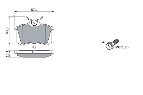 BOSCH Brake Pad Set, disc brake (0986424751)