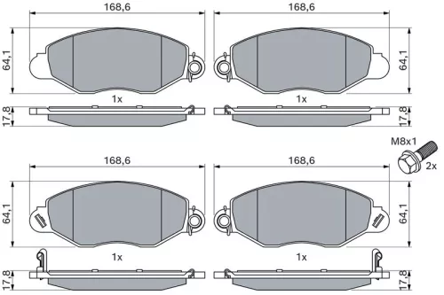 BOSCH Brake Pad Set, disc brake (0986494037)