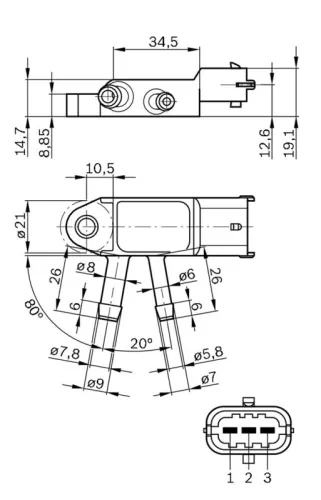 BOSCH Sensor, exhaust pressure (0281002772)