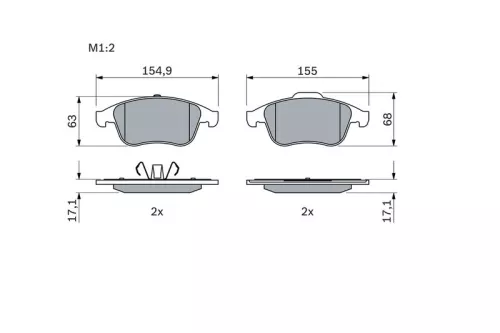 BOSCH Brake Pad Set, disc brake (0986494401)