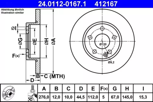 ATE Brake Disc (24.0112-0167.1)