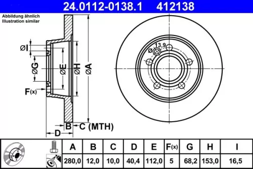 ATE Brake Disc (24.0112-0138.1)