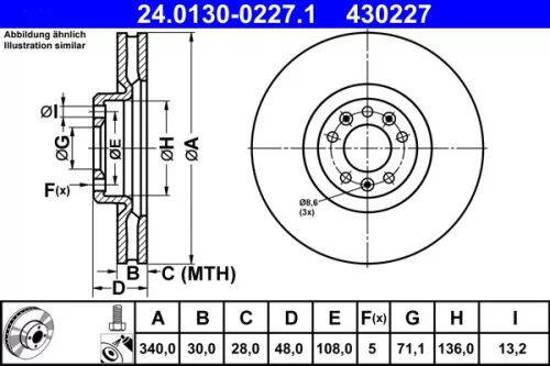 ATE Brake Disc (24.0130-0227.1)