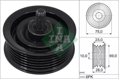 Deflection/Guide Pulley, V-ribbed belt