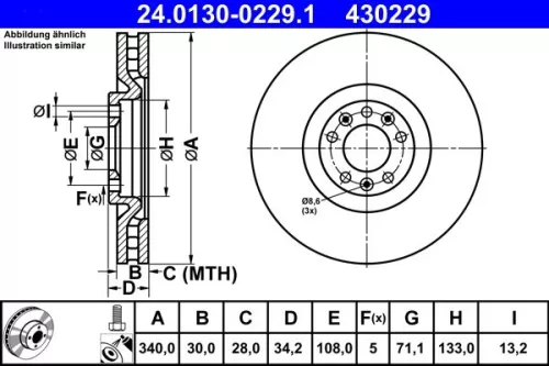 ATE Brake Disc (24.0130-0229.1)