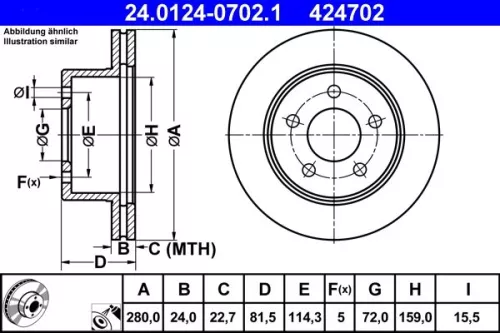 ATE Brake Disc (24.0124-0702.1)