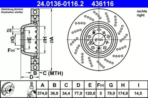 ATE Brake Disc (24.0136-0116.2)