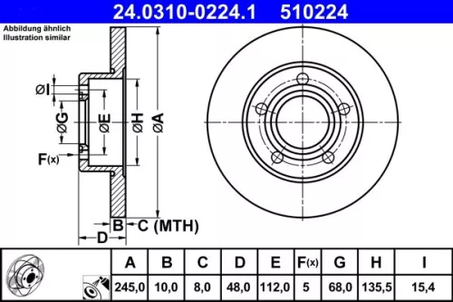 ATE Brake Disc (24.0310-0224.1)