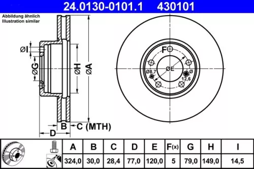 ATE Brake Disc (24.0130-0101.1)