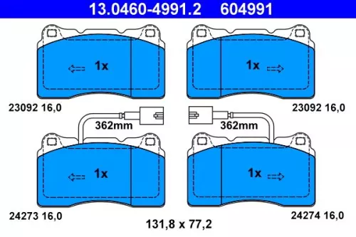 ATE Brake Pad Set, disc brake (13.0460-4991.2)