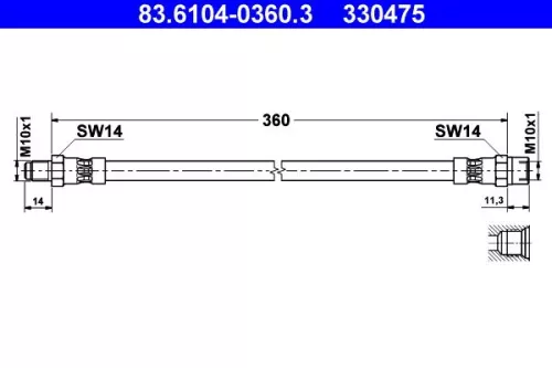 ATE Brake Hose (83.6104-0360.3)